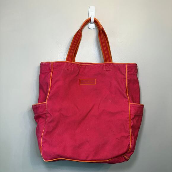 Vera Bradley Color Block Canvas Tote Bag Magenta Pink Orange - Picture 1 of 9